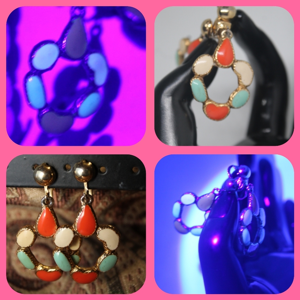 VINTAGE ☆Glow in the Dark☆ UV REACTIVE☆ Clip On Earrings